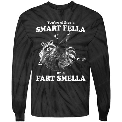 Raccoon YouRe Either A Smart Fella Or A Fart Smella Tie-Dye Long Sleeve Shirt