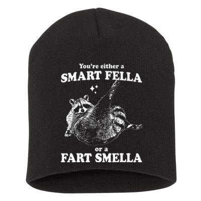 Raccoon YouRe Either A Smart Fella Or A Fart Smella Short Acrylic Beanie