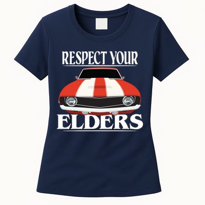 Respect Your Elders Classic Car Womens T-Shirt