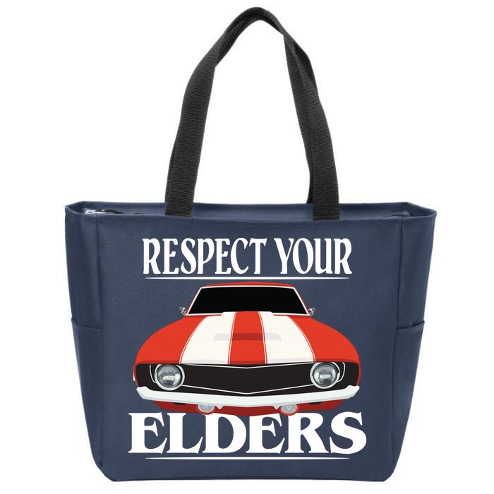 Respect Your Elders Classic Car Zip Tote Bag