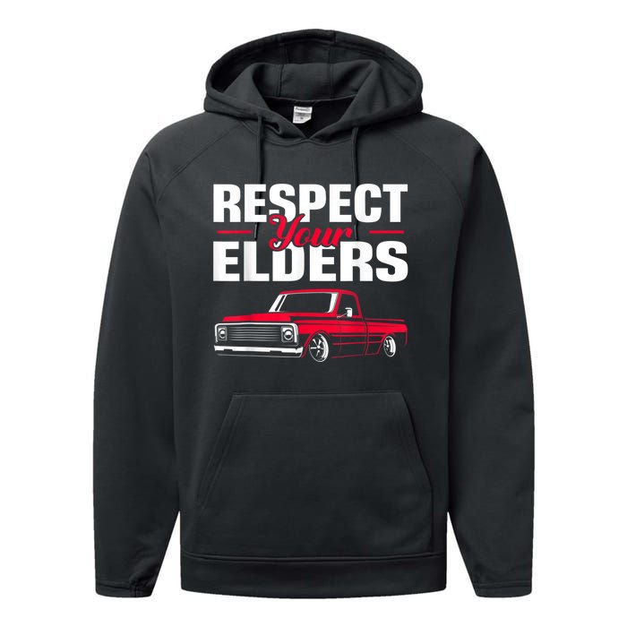 Respect Your Elders Classic Lowrider C10 Vintage Truck Performance Fleece Hoodie