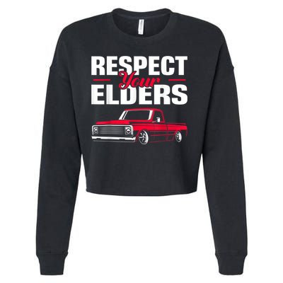 Respect Your Elders Classic Lowrider C10 Vintage Truck Cropped Pullover Crew