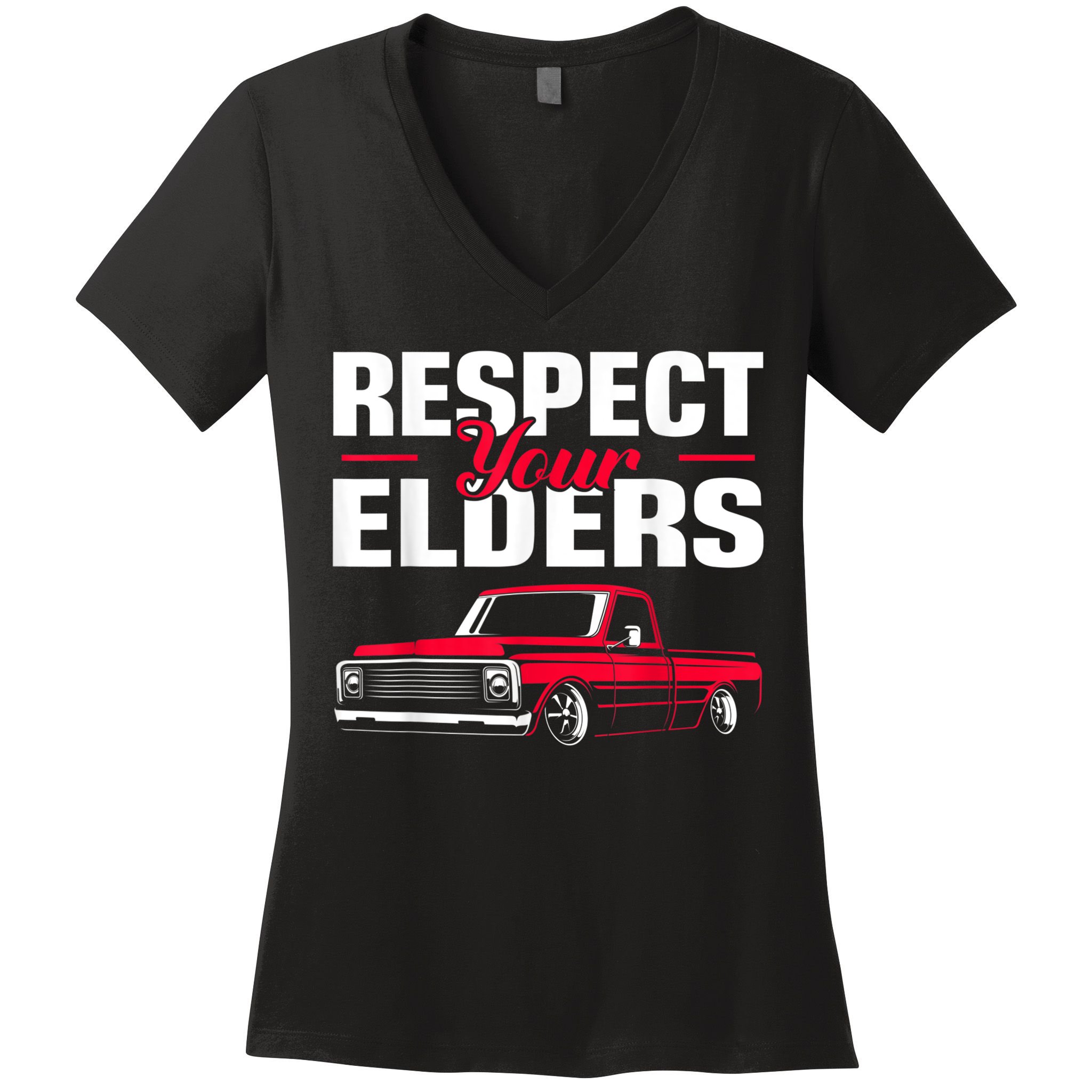 Respect Your Elders Classic Lowrider C10 Vintage Truck Women's V-Neck T-Shirt
