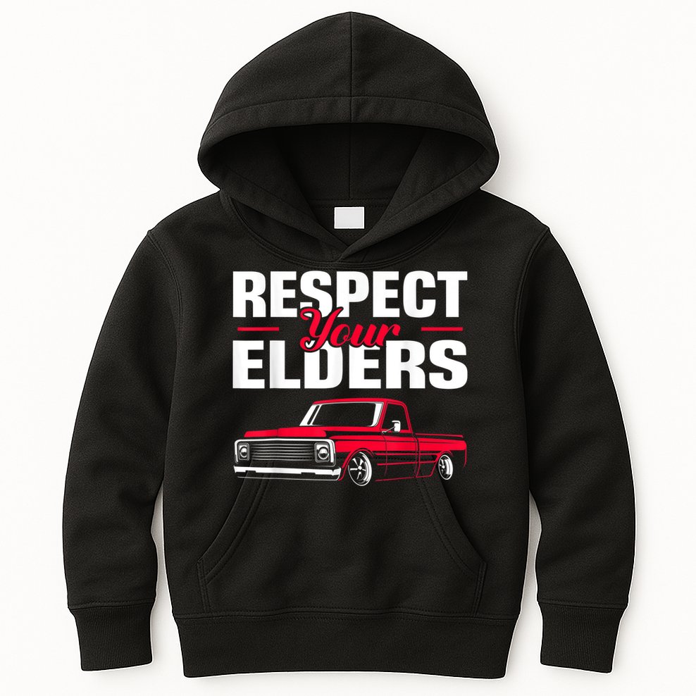 Respect Your Elders Classic Lowrider C10 Vintage Truck Kids Hoodie