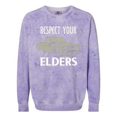 Respect Your Elders Funny Classic Pickup Truck Lovers Colorblast Crewneck Sweatshirt