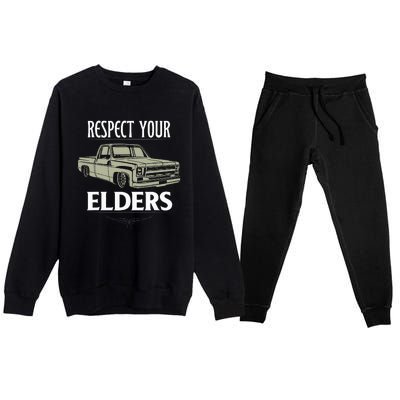 Respect Your Elders Funny Classic Pickup Truck Lovers Premium Crewneck Sweatsuit Set