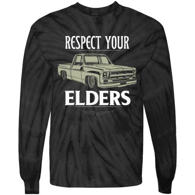 Respect Your Elders Funny Classic Pickup Truck Lovers Tie-Dye Long Sleeve Shirt