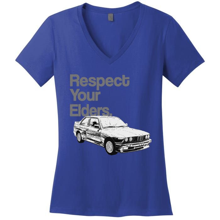 Respect Your Elders Vintage Euro E Thirty Women's V-Neck T-Shirt