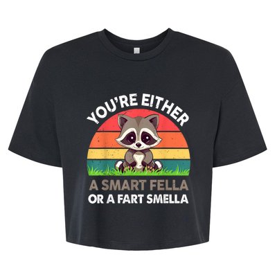 Raccoon Youre Either Smart Fella Or Fart Smella Bella+Canvas Jersey Crop Tee