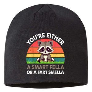 Raccoon Youre Either Smart Fella Or Fart Smella Sustainable Beanie