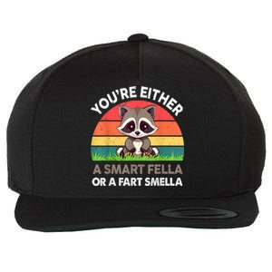 Raccoon Youre Either Smart Fella Or Fart Smella Wool Snapback Cap