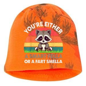 Raccoon Youre Either Smart Fella Or Fart Smella Kati - Camo Knit Beanie