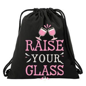 Raise Your Glass Print Party Cheers Drawstring Bag