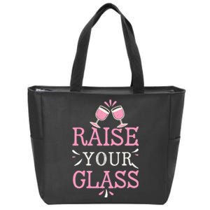 Raise Your Glass Print Party Cheers Zip Tote Bag