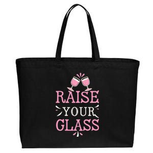 Raise Your Glass Print Party Cheers Cotton Canvas Jumbo Tote