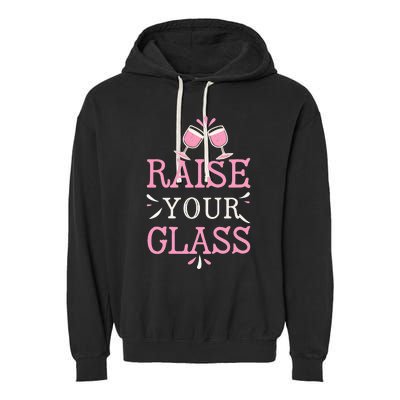 Raise Your Glass Print Party Cheers Garment-Dyed Fleece Hoodie