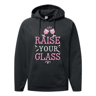 Raise Your Glass Print Party Cheers Performance Fleece Hoodie