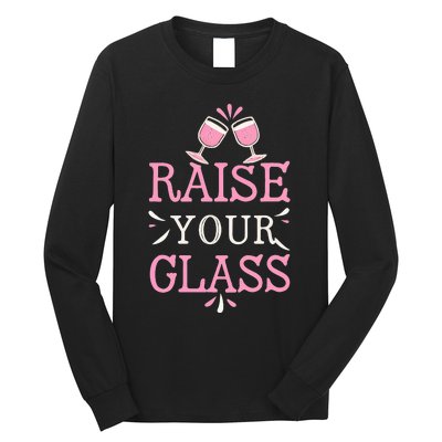 Raise Your Glass Print Party Cheers Long Sleeve Shirt