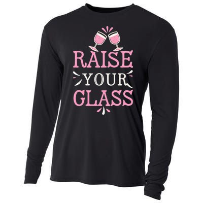 Raise Your Glass Print Party Cheers Cooling Performance Long Sleeve Crew