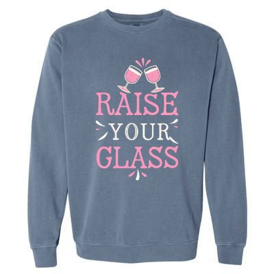 Raise Your Glass Print Party Cheers Garment-Dyed Sweatshirt