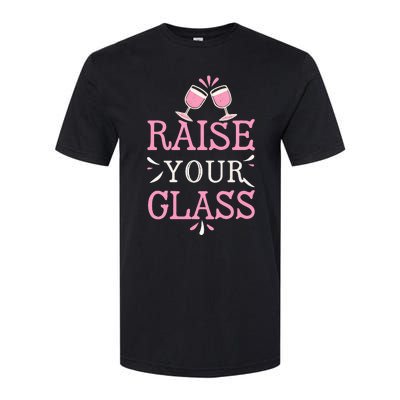 Raise Your Glass Print Party Cheers Softstyle CVC T-Shirt