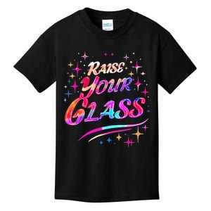 Raise Your Glass Pink_ Party Cheers Kids T-Shirt