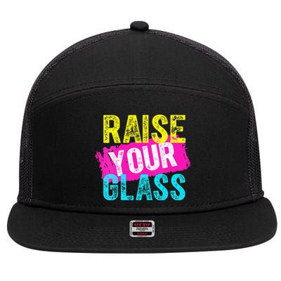 Raise Your Glass VNeck 7 Panel Mesh Trucker Snapback Hat