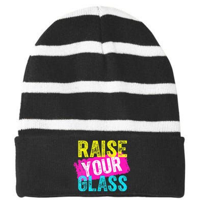 Raise Your Glass VNeck Striped Beanie with Solid Band