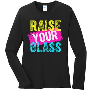 Raise Your Glass VNeck Ladies Long Sleeve Shirt