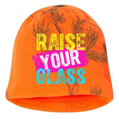 Raise Your Glass funny saying Kati - Camo Knit Beanie