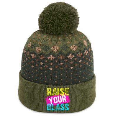 Raise Your Glass funny saying The Baniff Cuffed Pom Beanie