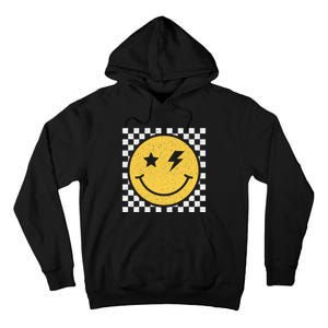 Retro Yellow Happy Face Checkered Pattern Smile Face Trendy Tall Hoodie