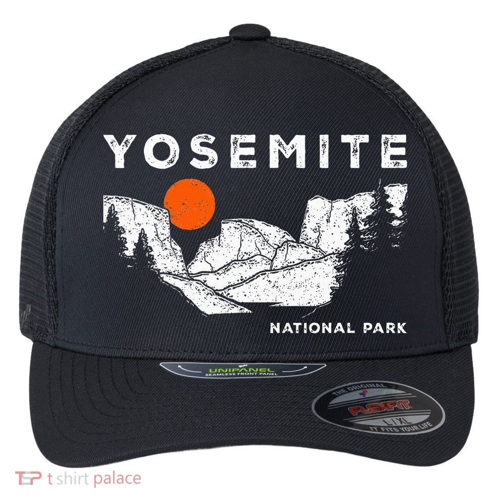 Retro Yosemite HalfDome National Park Vintage Flexfit Unipanel Trucker Cap