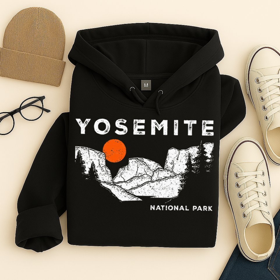 Retro Yosemite HalfDome National Park Vintage Hoodie