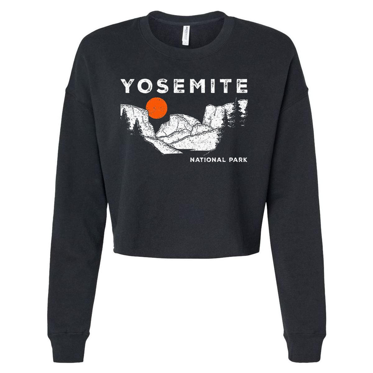Retro Yosemite HalfDome National Park Vintage Cropped Pullover Crew