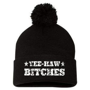 Retro Yee Haw Bitches Funny Yeehaw Western Country Cowgirl Pom Pom 12in Knit Beanie