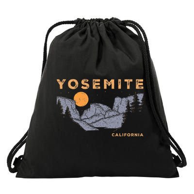 Retro Yosemite Halfdome National Park Vintage Drawstring Bag