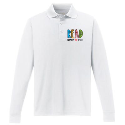 Read Your Heart Read Reading Librarian Book Across America Performance Long Sleeve Polo