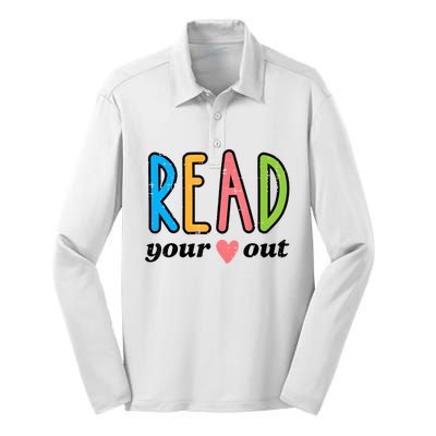 Read Your Heart Read Reading Librarian Book Across America Silk Touch Performance Long Sleeve Polo