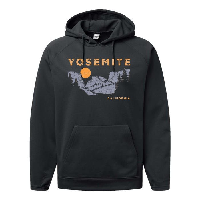 Retro Yosemite Halfdome National Park Vintage Performance Fleece Hoodie