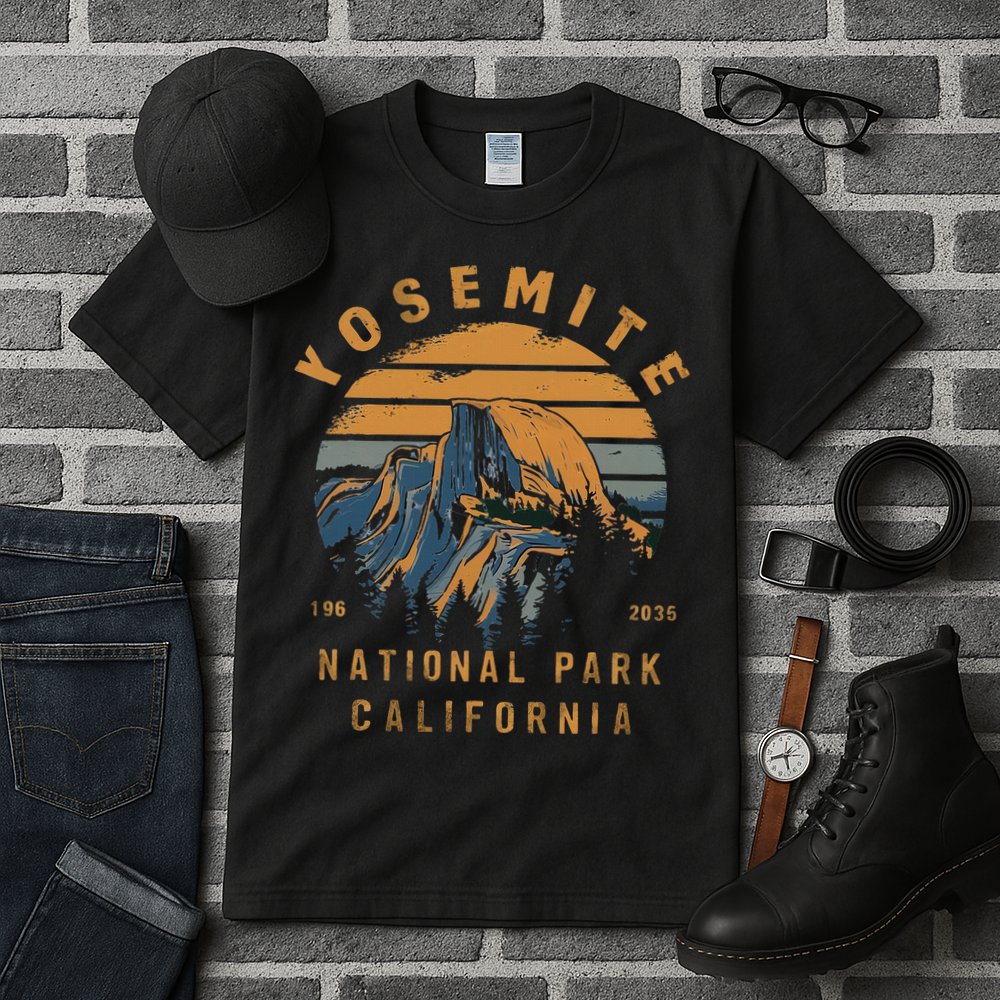 Retro Yosemite Halfdome National Park Vintage Tall T-Shirt