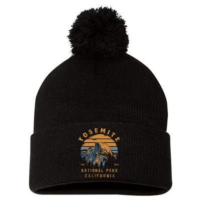 Retro Yosemite Halfdome National Park Vintage Pom Pom 12in Knit Beanie