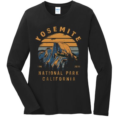 Retro Yosemite Halfdome National Park Vintage Ladies Long Sleeve Shirt