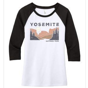 Retro Yosemite Halfdome National Park Women's Tri-Blend 3/4-Sleeve Raglan Shirt