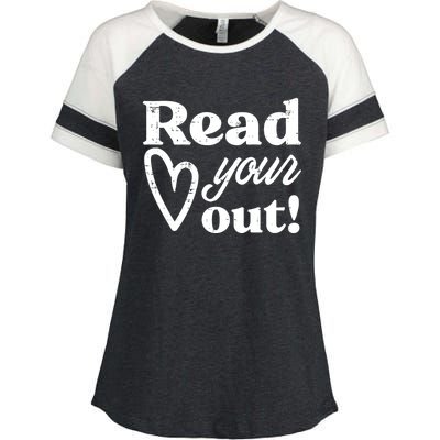 Read Your Heart Out Book Lover Bookworm Librarian Enza Ladies Jersey Colorblock Tee