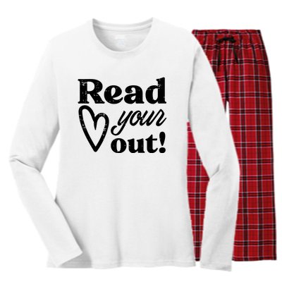 Read Your Heart Out Book Lover Bookworm Librarian Women's Long Sleeve Flannel Pajama Set 