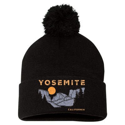 Retro Yosemite Halfdome National Park Vintage Pom Pom 12in Knit Beanie