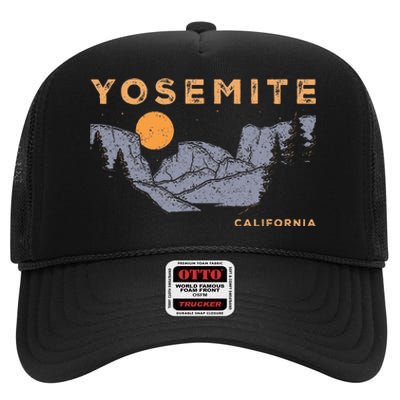 Retro Yosemite Halfdome National Park Vintage High Crown Mesh Back Trucker Hat