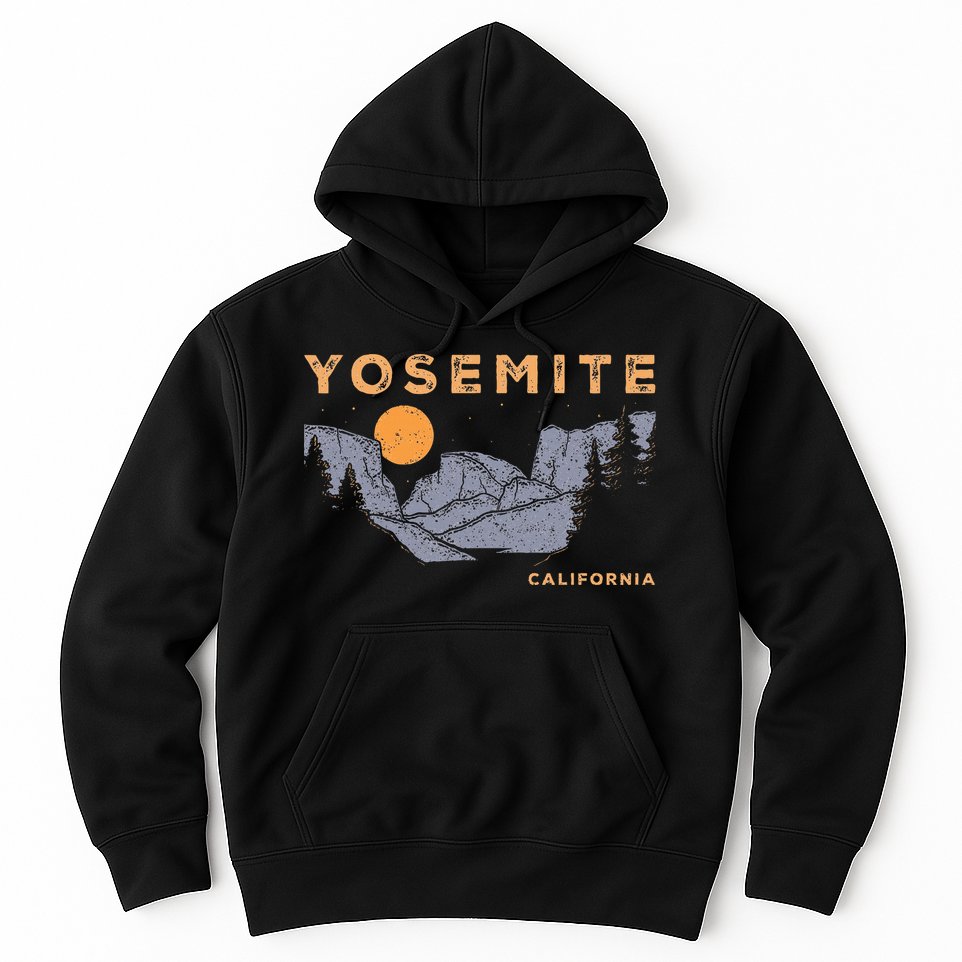 Retro Yosemite Halfdome National Park Vintage Hoodie