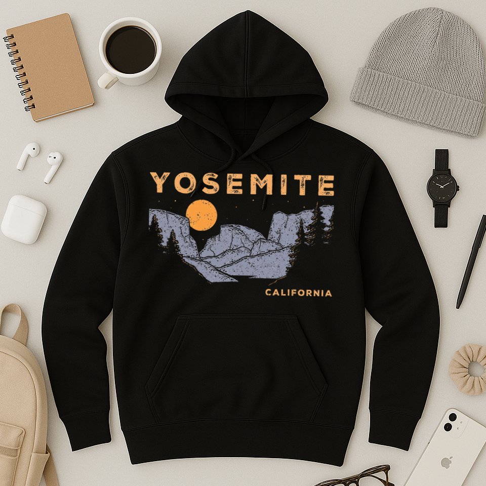 Retro Yosemite Halfdome National Park Vintage Hoodie